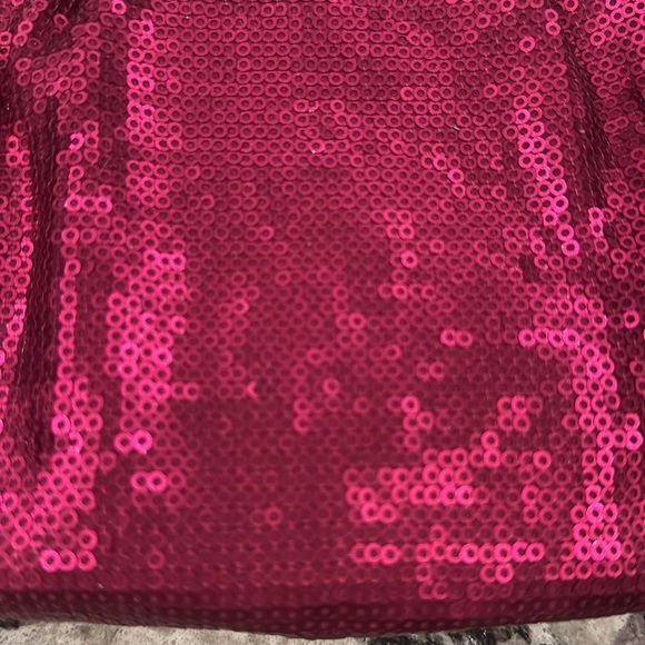 Coach pink fuchsia sequin silver hardware wristlet 10”x6” rare - Picture 6 of 6